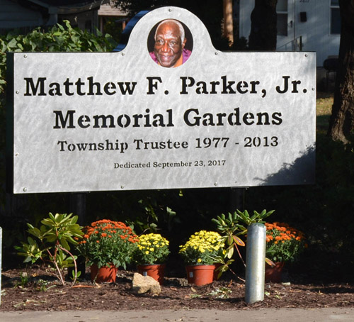 Sign for Matthew F. Parker Memorial Garden